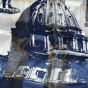 Rafaello Navy Romo Print Vintage Silk Scarf
